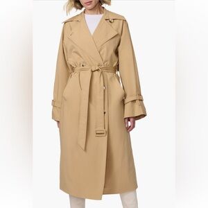 BERNARDO DOUBLE BREASTED PLEATED BELTED TRENCH COAT SIZE M NWT
